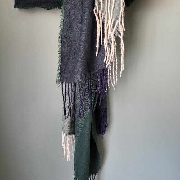 Blue and Green Dyed Gradient Linen 100% Polyester Scarf - Picture 13 of 14